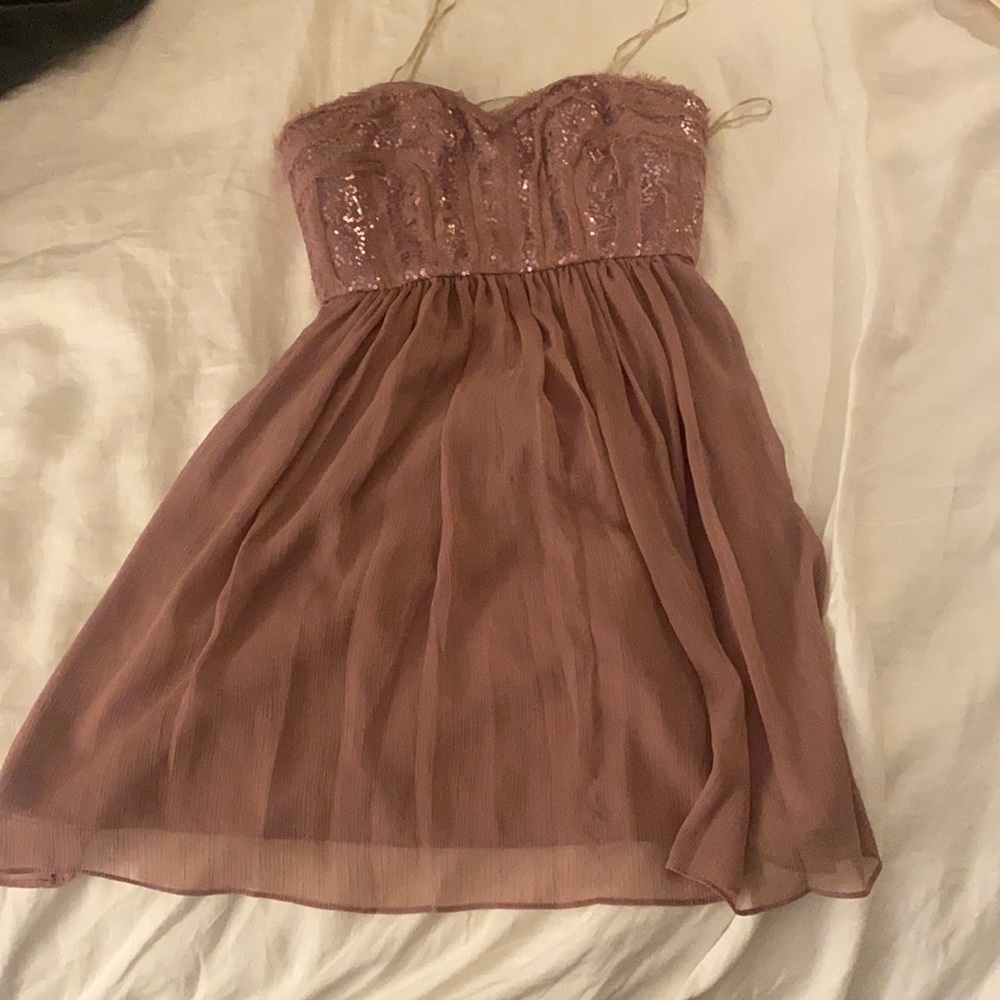 bCBG maxandcleo strapless sequin dress in a plum color size 2
